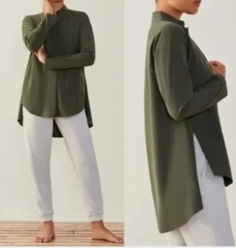 ADAY - Long Sleeve Shirt Something Borrowed Moss Green Women's Sz XL